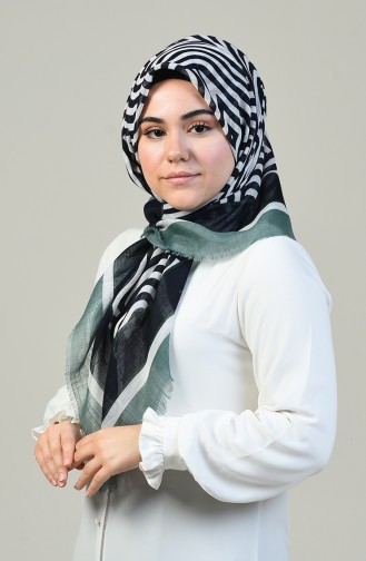 Patterned Cotton Scarf Green 2392-05