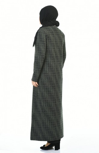 Big Size Zippered Winter Abaya Khaki 99220E-01