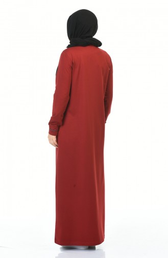 Big Size Zippered Sports Abaya Bordeaux 99228-01