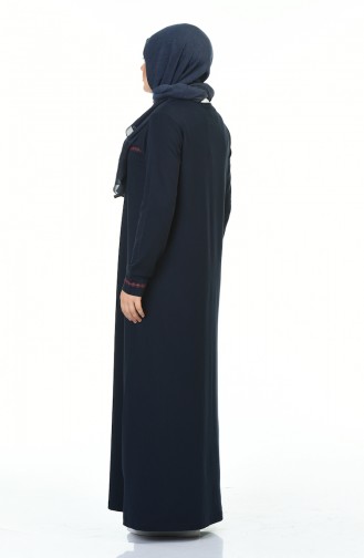 Abaya Sport à Fermeture Grande Taille 99228-02 Bleu Marine 99228-02