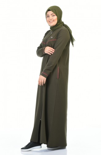 Abaya Sport a Fermeture Grande Taille 99228-03 Khaki 99228-03