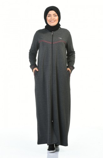 Big Size Zippered Sports Abaya Smoky 99228-04