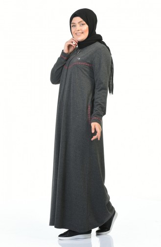 Big Size Zippered Sports Abaya Smoky 99228-04