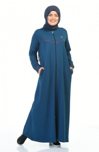 Abaya Sport a Fermeture Grande Taille 99228-05 İndigo 99228-05