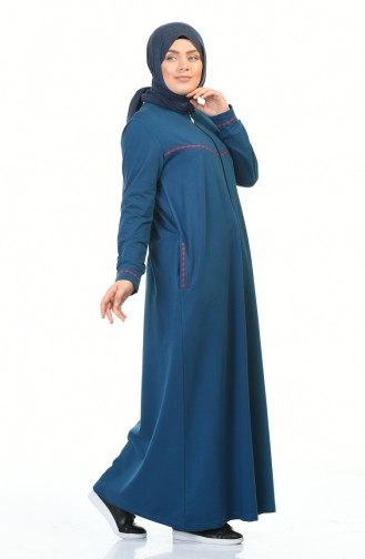 Abaya Sport a Fermeture Grande Taille 99228-05 İndigo 99228-05