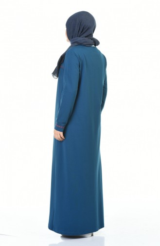 Big Size Zippered Sports Abaya Indigo 99228-05