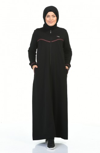 Abaya Sport a Fermeture Grande Taille 99228-06 Noir 99228-06