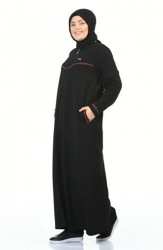 Abaya Sport a Fermeture Grande Taille 99228-06 Noir 99228-06