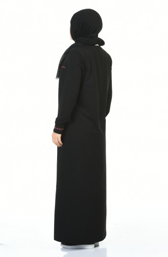 Abaya Sport a Fermeture Grande Taille 99228-06 Noir 99228-06