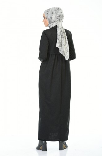 Winterliches Abaya mit Reissverschluss 8221-01 Schwarz 8221-01