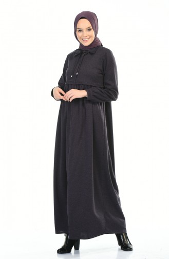 Winterliches Abaya mit Reissverschluss 8221-03 Lila 8221-03