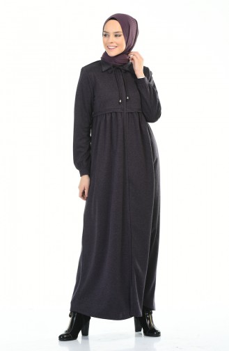 Winterliches Abaya mit Reissverschluss 8221-03 Lila 8221-03