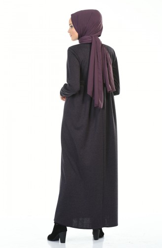 Winterliches Abaya mit Reissverschluss 8221-03 Lila 8221-03