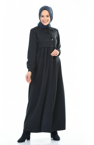 Winterliches Abaya mit Reissverschluss 8221-04 Dunkelblau 8221-04