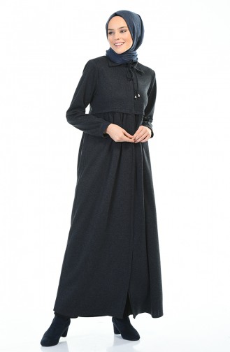 Winterliches Abaya mit Reissverschluss 8221-04 Dunkelblau 8221-04