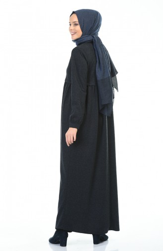 Winterliches Abaya mit Reissverschluss 8221-04 Dunkelblau 8221-04