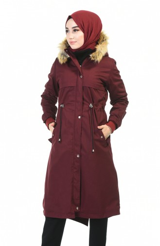 معطف طويل أحمر كلاريت 9015-05