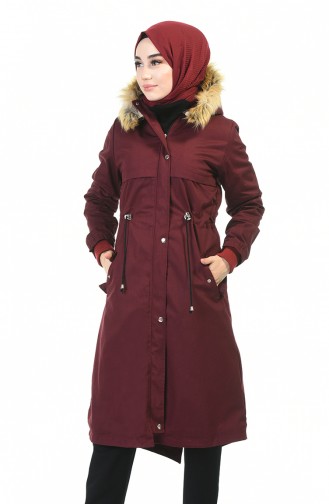 Kapüşonlu Kaban 9015-05 Bordo