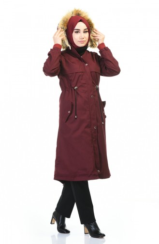 Kapüşonlu Kaban 9015-05 Bordo