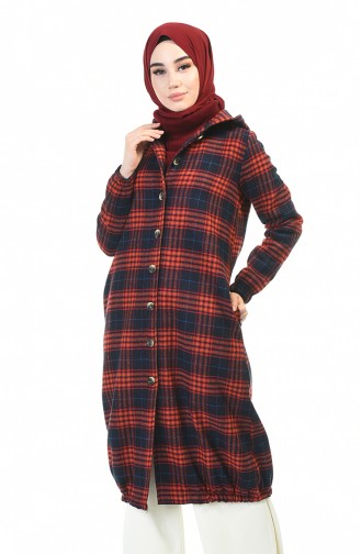 Hooded Plaid Cape Navy blue 5507-03