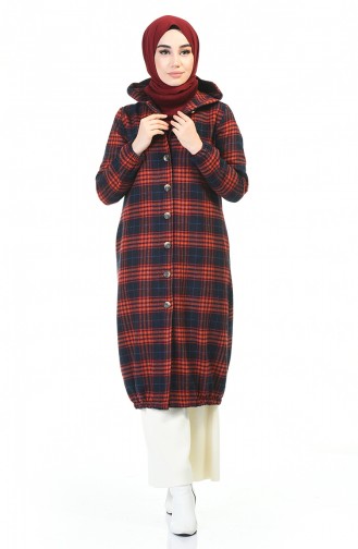 Hooded Plaid Cape Navy blue 5507-03