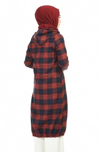 Hooded Plaid Cape Navy blue 5507-03