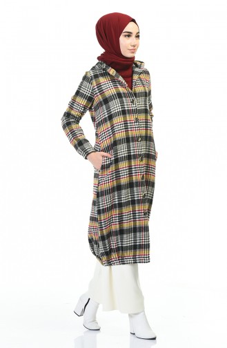 Hooded Plaid Cape Beige 5507-04