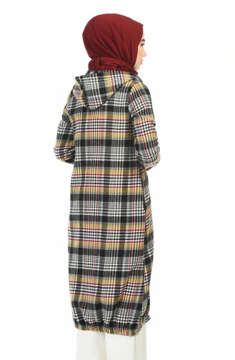 Hooded Plaid Cape Beige 5507-04