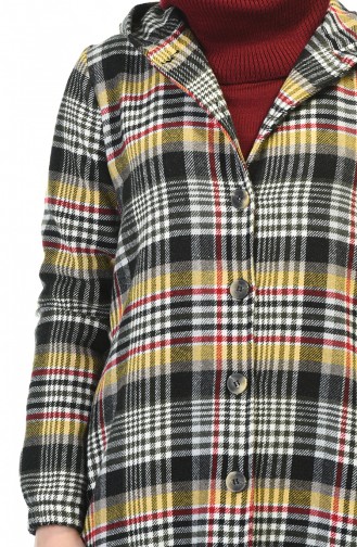 Hooded Plaid Cape Beige 5507-04