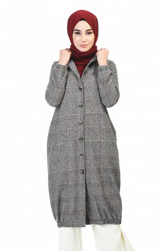 Hooded Plaid Cape Gray 5507-05