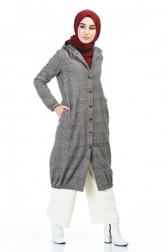 Hooded Plaid Cape Gray 5507-05