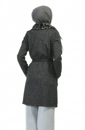 Zippered Fur Cape Black 6092A-01