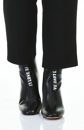 Women´s Front Zipper Boot Black Leather 023K-01