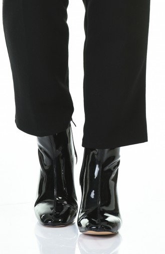 Women´s Transparent Heel Boots Black Patent Leather 028K-01