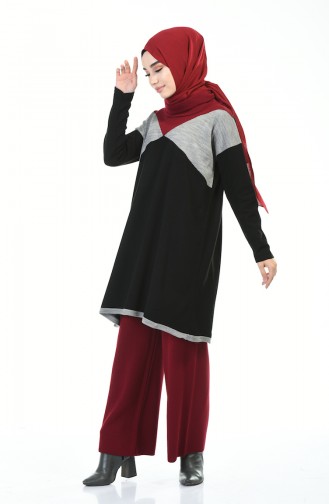 Tunik Pantolon İkili Takım 4140-03 Gri Siyah