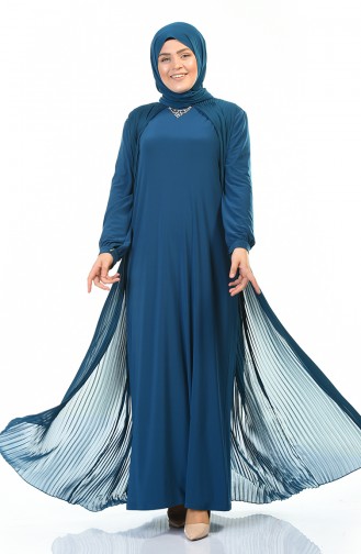 Petroleum Hijab-Abendkleider 6271-01