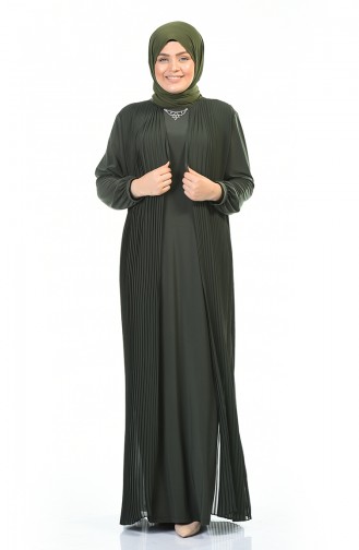 Khaki Hijab-Abendkleider 6271-04