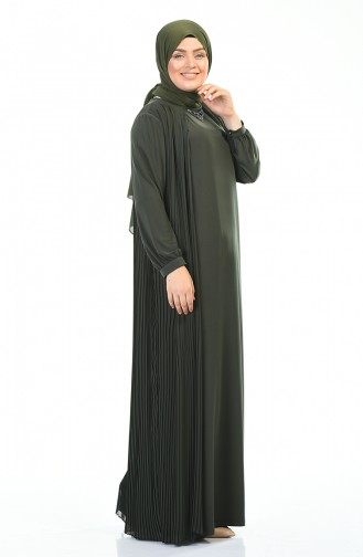 Khaki Hijab Evening Dress 6271-04