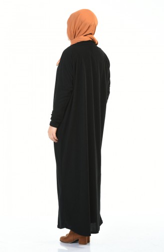 Büyük Beden Yarasa Kol Elbise 8840-03 Siyah