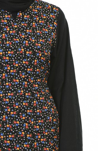 Flower Patterned Dress Black 0100-03