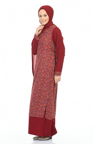 Robe a Motifs 0100-04 Bordeaux 0100-04