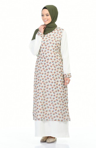 Ecru Hijab Dress 0100-05
