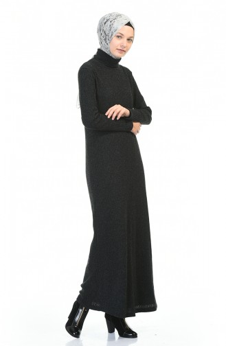 Rollkragenpullover Kleid 0331-02 Schwarz 0331-02