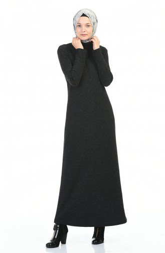 Rollkragenpullover Kleid 0331-02 Schwarz 0331-02