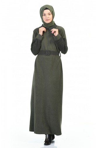 Khaki Hijab Dress 0333-04