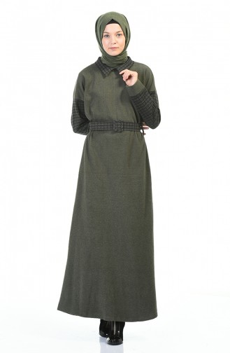 Khaki Hijab Dress 0333-04