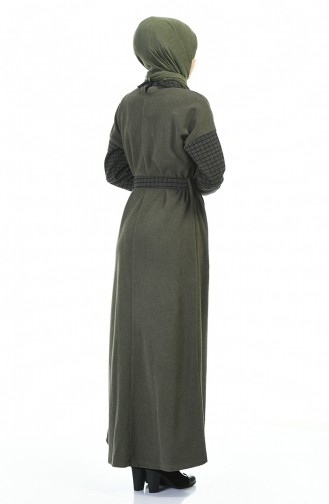 Hemdkragen Kleid mit Gürtel 0333-04 Khaki 0333-04