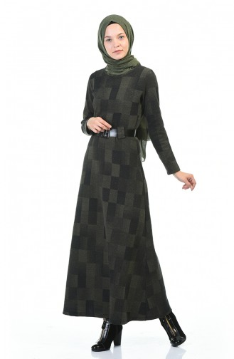 Khaki Hijab Dress 5369-04