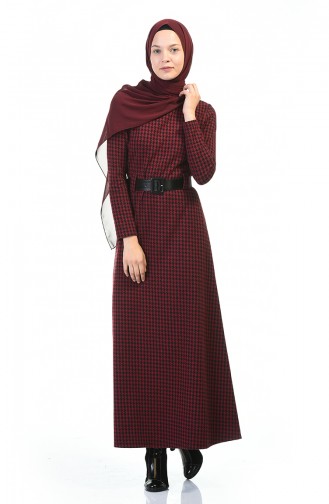 Belted Winter Dress Bordeaux 5369E-01