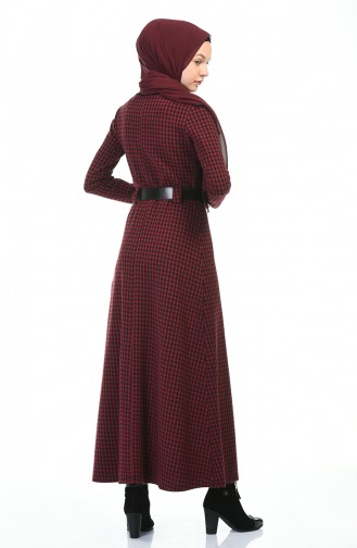 Belted Winter Dress Bordeaux 5369E-01